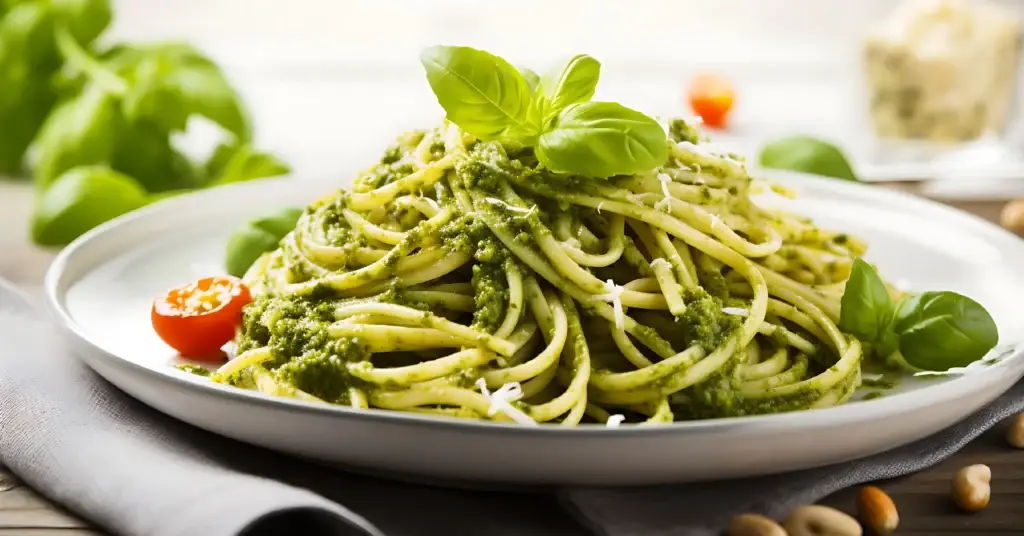Pesto preparado con aceite de oliva extra virgen